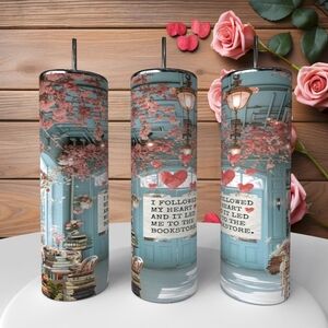 Floral Heart Bookstore Tumbler